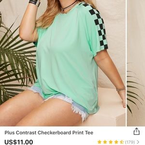 SHEIN Plus Contrast Checkerboard Print Tee